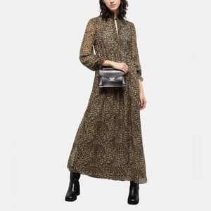 The Kooples Brown Leopard Long Sleeve Maxi Dress NWT